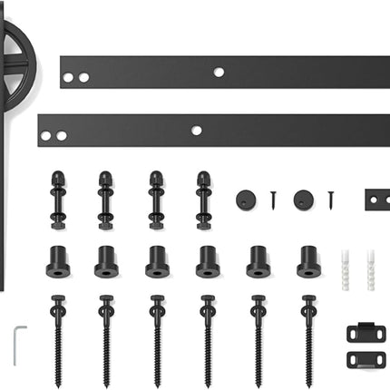 Sliding Barn Door Kit 7.5FT Heavy Duty Large Wheel Black Track SANKEYTEW