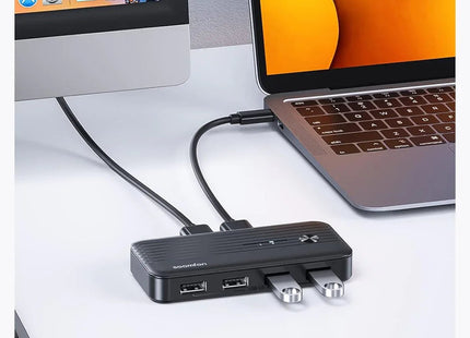 KVM USB 3.0 Switcher for 2 PCs to Share USB Devices 5Gbps High Speed 2 In 4 Out