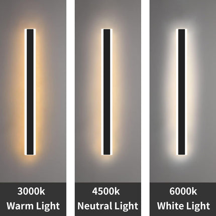 Mikeru 120CM Outdoor LED Wall Light, 42W IP65, 3 Modes 3000K-6000K, Black