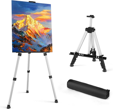 Art Painting Display Easel Stand -ISFORU 17" to 66" Portable Adjustable Metal Tripod Artist Easel with Bag for Drawing, Displaying, Wedding Birthday