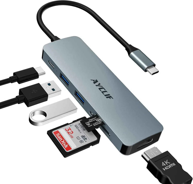 Docking Station 6 in 1 with 4K HDMI Output PD 100W USB 3.0 TF Card Reader
