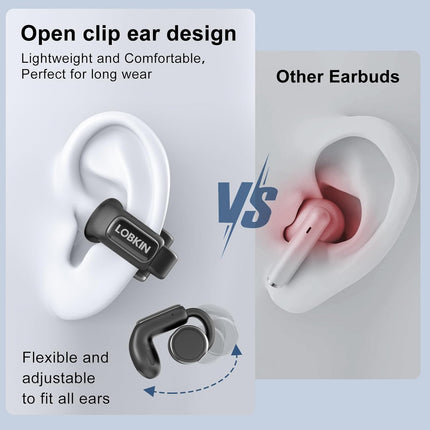 Open Ear Headphones 4GB Clip On Wireless Earbuds 36H Playtime Mic LOBKIN
