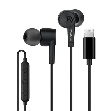 PALOVUE Lightning Earbuds - Compatible iPhone 14/13/12/11/10/8/7 Plus - MFi Certified with Microphone - SweetFlow Black