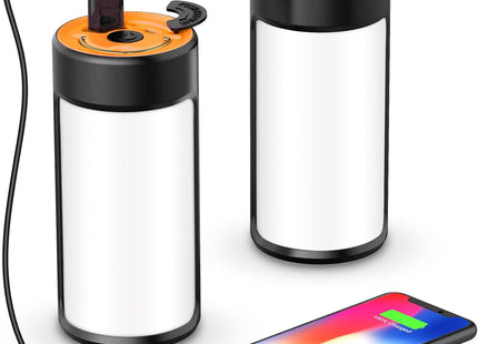 Rechargeable Camping Lantern LED 400LM 5 Modes Emergency Tent Light USB 2 Pack