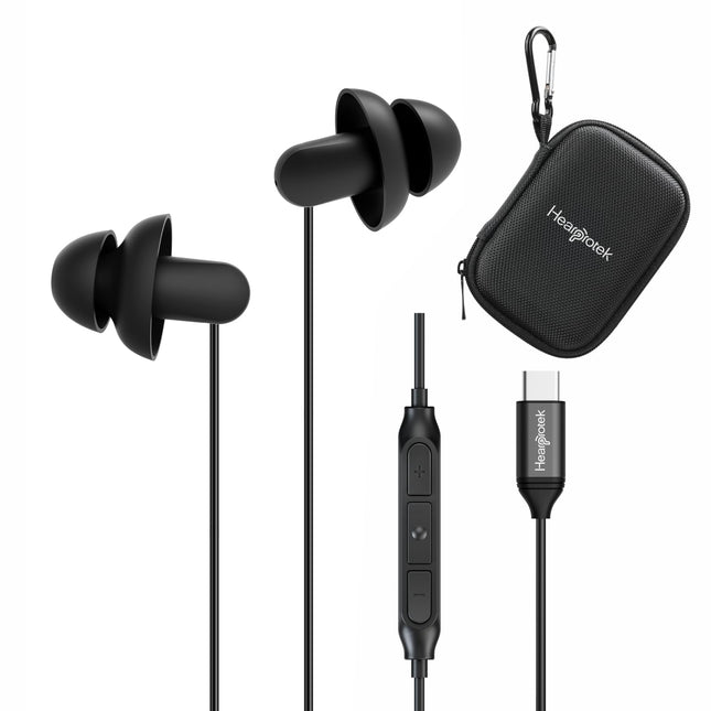 Hearprotek Sleep Earbuds, 2 Pairs USB C Earphones Headphones with Microphone-Silicone Noise Isolation Type C Earbuds for Android Phone, Ideal for