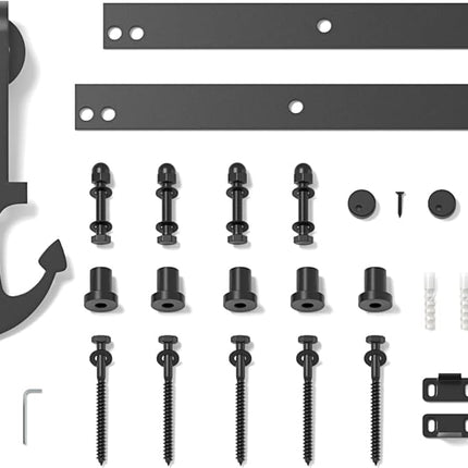 Sliding Barn Door Kit 5FT Heavy Duty Anchor Shaped Black Track SANKEYTEW