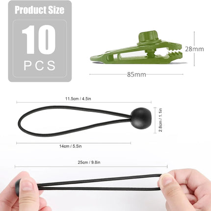 Camping & Cargo Tarpaulin Clips Set – Heavy Duty Tarp Tie Down Clips 10 Pack