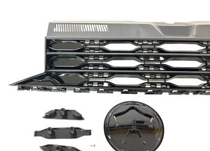 For VW T6 Front R-Line Badgeless Grille Gloss Black Upgrade Styling Kit - Van-X