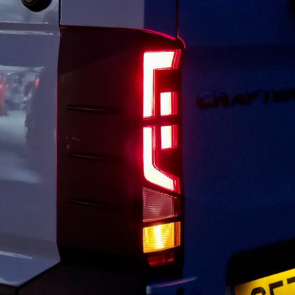 For Volkswagen Crafter Rear Light Guards -  Gloss Black (2018 Onwards)