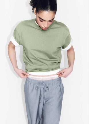 Arrival Cotton Crew-Neck Solid-Color Versatile T-Shirt