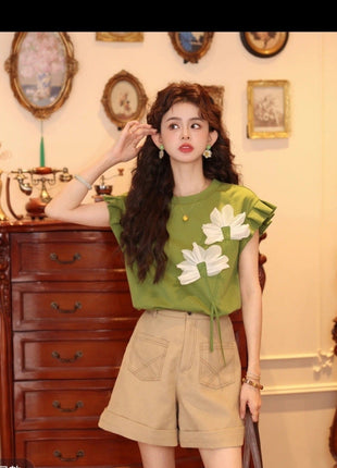 2025 Summer New French-Style Short-Sleeve T-Shirt For Women