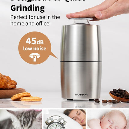 Coffee Grinder 300W Stainless Steel Low Noise Electric Grinder SHARDOR
