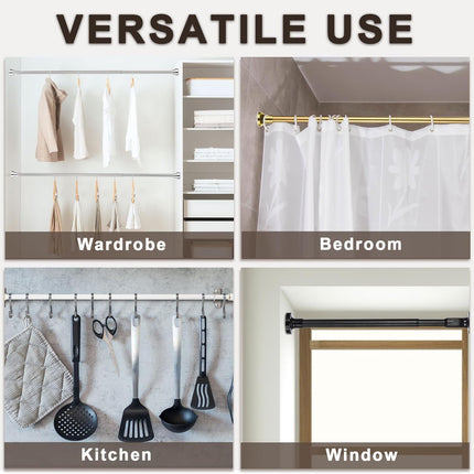Curtain Rod Adjustable 43-79 Inch Spring Tension Stainless Steel White Gold