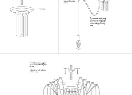 Lightsjoy Spider Pendant Light – 10 Socket Ceiling Lamp for Bedroom or Bar