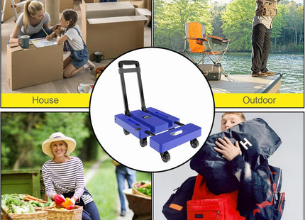 Folding Hand Truck 500LB, 6-Wheel Luggage Cart for Office & Travel SOLEJAZZ