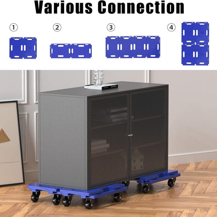 SOLEJAZZ Connectable Mobile Dolly 440LBS Piano Trolley, 2-Pack, Blue