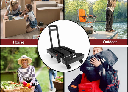 Folding Hand Truck 230KG Portable Dolly 6 Wheel Trolley Black SOLEJAZZ