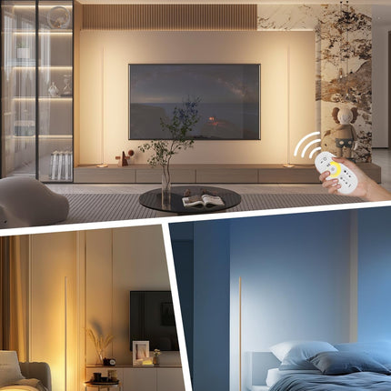 TACAHE Gold Corner Floor Lamp – Dimmable LED Mood Light with Remote, 57"