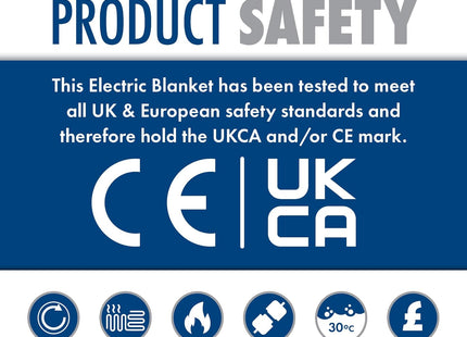 Double Electric Blanket 193x137cm Soft Polyester with 3 Heat Settings Purus
