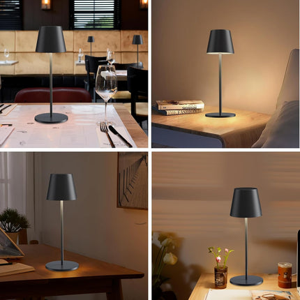 Rechargeable Table Lamp 2 Pack Dimmable 3000K Cordless Black Trayvespace