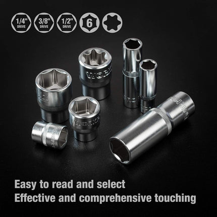 WORKPRO 172-Piece Cr-V Socket Set – 1/2", 3/8", 1/4" Drive, Ratchets & More