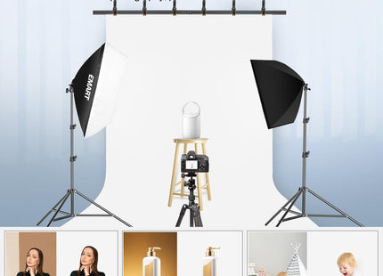White Backdrop 1.5x2m with Adjustable 2x2m Frame Stand Kit for Studio EMART
