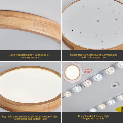 Schindora Wooden LED Ceiling Light 20W Ø30cm 4500K Neutral White
