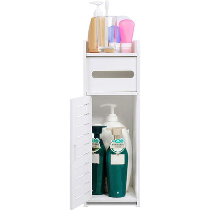 Small Bathroom Cabinet White 3 Tier Freestanding Tissue Box Storage Ejoyous