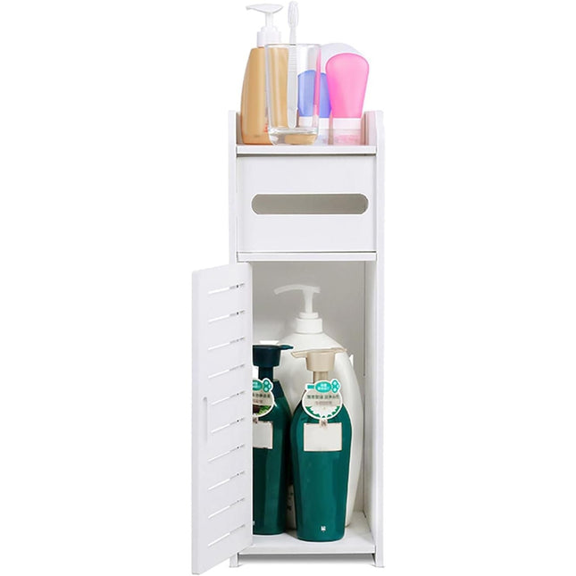 Small Bathroom Cabinet White 3 Tier Freestanding Tissue Box Storage Ejoyous