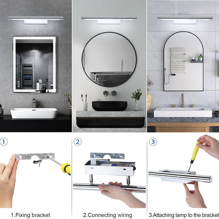 LED/Light with Switch for Mirror IP44 Waterproof Cool White 180° Adjustable Angle