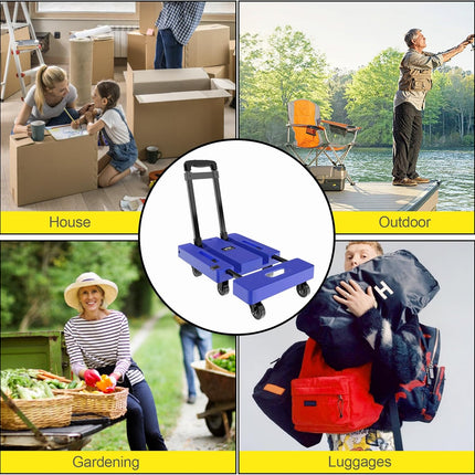Folding Hand Truck 230KG Portable Dolly 6 Wheel Trolley Black SOLEJAZZ