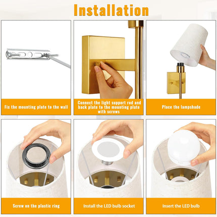 Lightsjoy 2x Rechargeable RGB Wall Lights – Gold Cordless Sconces with Remote