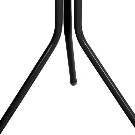 Steel Standing Coat Rack – 12 Hooks, Triangle Base, 68.5in Tall – Black