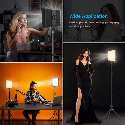 Video Lights 2-Pack LED with 63" Tripods Dimmable USB Studio Kit Obeamiu