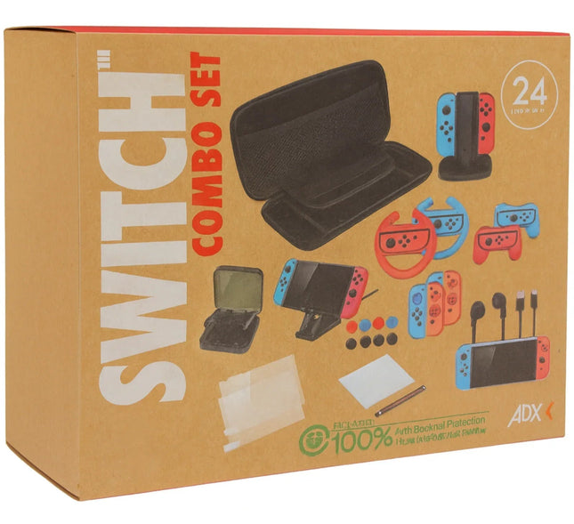 Nintendo Switch 24-In-1 Mega Bundle - Charging Stand Case Wheels & More
