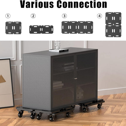 SOLEJAZZ Connectable Mobile Dolly 440LBS Heavy Duty Trolley, 4-Pack, Black