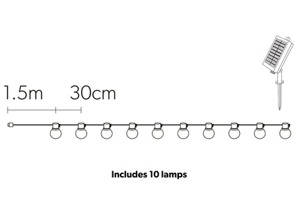 4lite Antheia Solar IP44 Festoon Outdoor String Lights - 3m