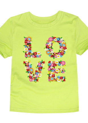 Children's Clothing Cartoon Knitted Heat Press Round Neck T-shirt