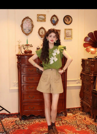 2025 Summer New French-Style Short-Sleeve T-Shirt For Women