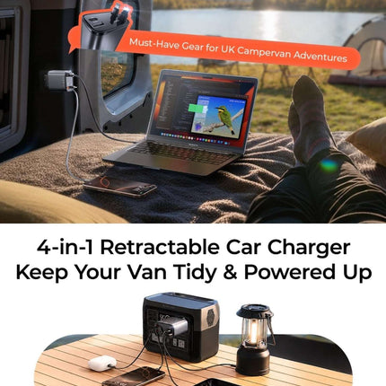 LISEN 84W Retractable USB C Car Charger for iPhone Samsung iPad Fast Charge