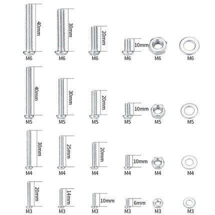 1080 Piece Metric Screws Nuts and Washers Assortment Kit M3 M4 M5 M6 Zinc Plated