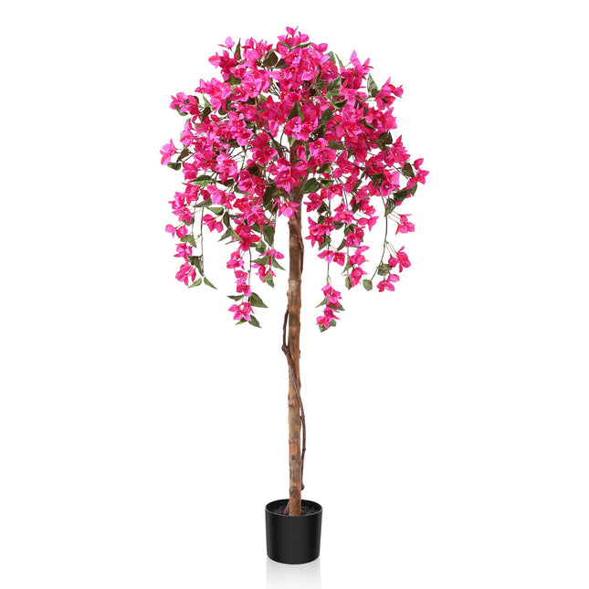Fopamtri Artificial Plants Bougainvillea Tree 150 cm Artificial Blossom Tree, Fake Plants in Pot Large Pink Artificial Tree with Flowers for Home