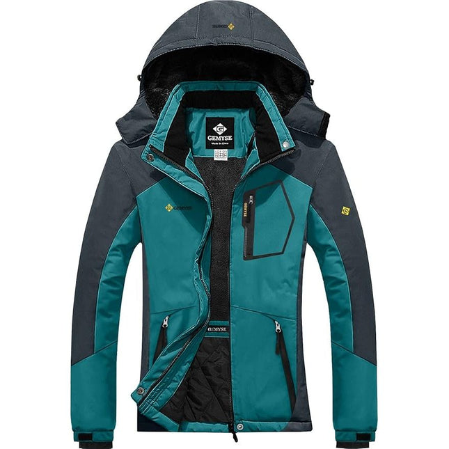 Women's Waterproof Ski Jacket Fleece Coat with Hood, Size XL GEMYSE
