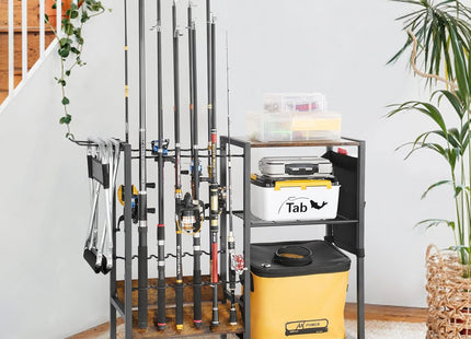 Fishing Rod Holder Organizer, Store 12 Rods, Tackle Cart for Garage & Home