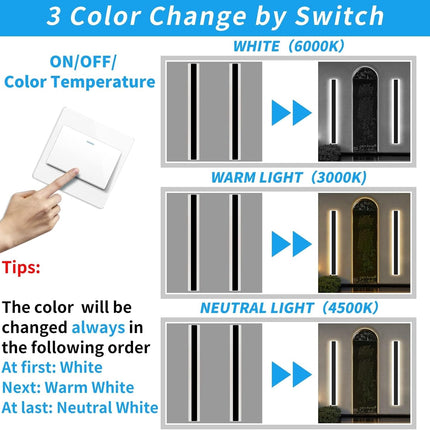 LED Outdoor Wall Light 80cm Modern Strip 31W IP65 3000K 4500K 6000K Mikeru
