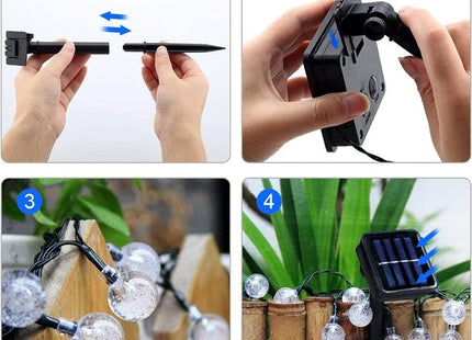 60 LED Solar Globe String Lights Warm White Outdoor Garden Waterproof 11m 8 Mode
