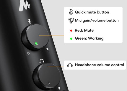 Maono USB-C Desktop Condenser Cardioid Omnidirectional Microphone with Headphone Jack