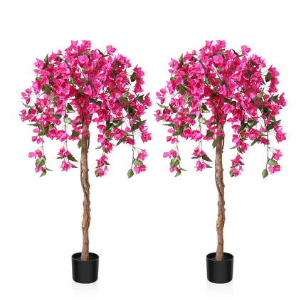 Fopamtri Artificial Plants Bougainvillea 120 cm Artificial Blossom, Fake Plants in Pot Large Pink Artificial Tree with Flowers for Home House Office