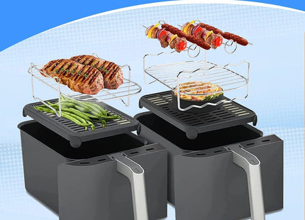Dual Air Fryer Accessories 6Pcs Set With Racks Compatible Ninja Foodi and Others