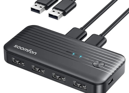 KVM USB 3.0 Switcher for 2 PCs to Share USB Devices 5Gbps High Speed 2 In 4 Out